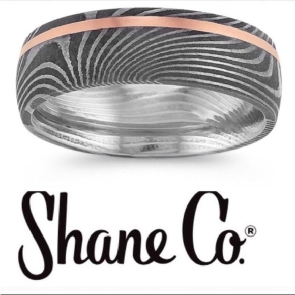SHANE CO Wedding Band Damascus Steel Rose Gold New in Box with Receipt - Picture 16 of 16